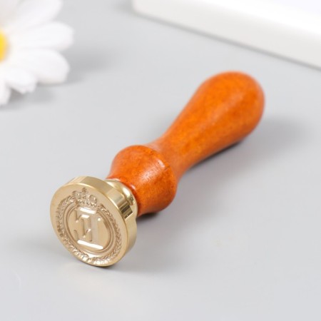 Printing for wax with a wooden handle "Crown with the letter E" 9x2.5x2.5 cm-4