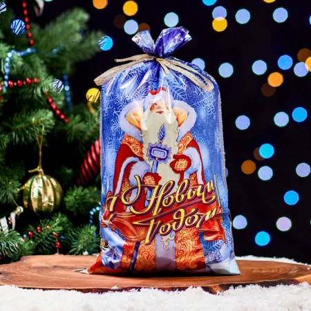 Gift package "Santa Claus" 25 x 40 cm, colored metallized pattern-4