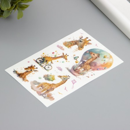 Tattoo on the body phosphorus with sparkles "giraffe" 7.5x12 cm-1