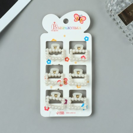 Hair crab "Aven" (set 6 pcs) straight, 2.5 cm, white-2
