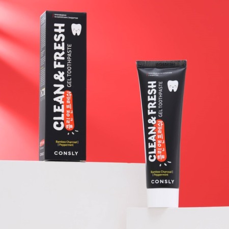 Consly, Clean & Fresh gel paste, with bamboo coal and peppermint, 105 g