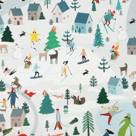 Glossy packaging paper "Winter City", 70 x 100 cm, New Year-2