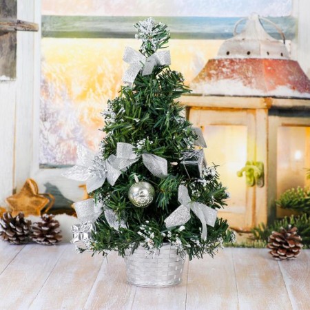 Christmas tree decor "New Year's delight" 30 cm, Poinsia Silver-1