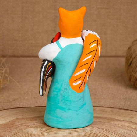 Souvenir "Fox with a rooster", 8 × 7 × 14 cm, Kargopol toy, mix-2