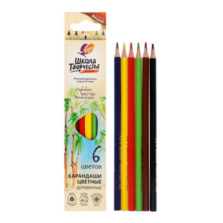 Color pencils 6 colors "School of Creativity", three -sided