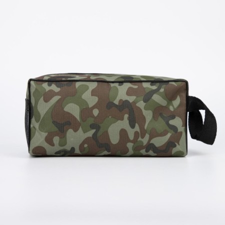 Cosmetic bag with zipper, green color/camouflage-1