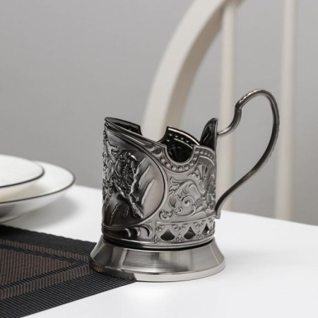 The cup holder "Troika", D = 72mm, nickel, with blackening-2