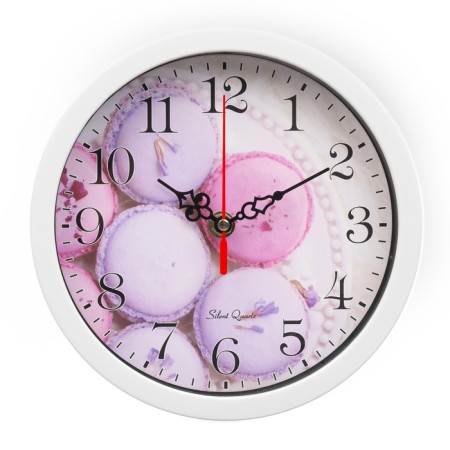 Wall clock, series: kitchen, "dessert", smooth move, D-20 cm, white