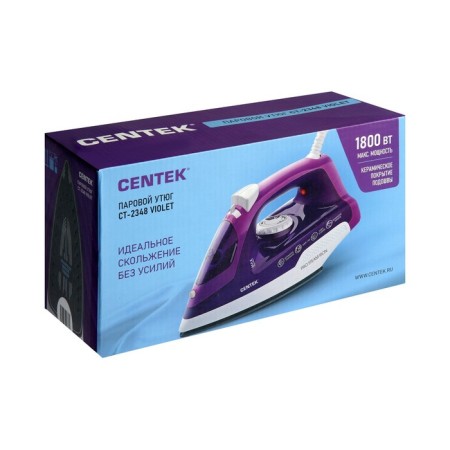 Iron CENTEK CT-2348, 1300-1800 watts, ceramic soles, 200 ml, purple-14