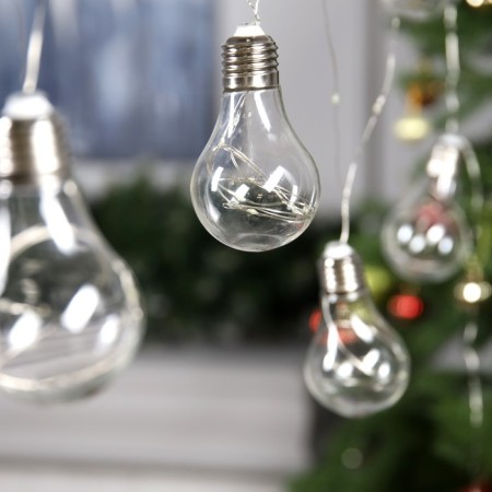 Garland “thread” 3 m with nozzles “light bulbs”, IP20, silver thread, 100 LED, white glow, 3.5 V-1