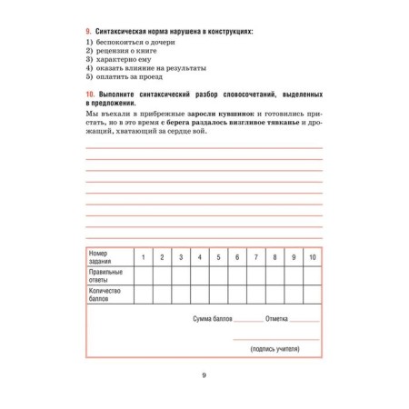 Russian language. Tests for thematic and final control. Grade 11. Balush T.V.-9