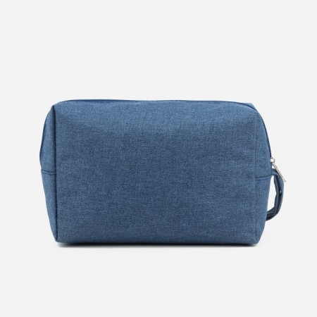 Cosmetic bag with a zipper, with a lining, blue color-1