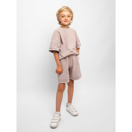 Children's jump (T-shirt, shorts), height 122-128 cm, beige color-3