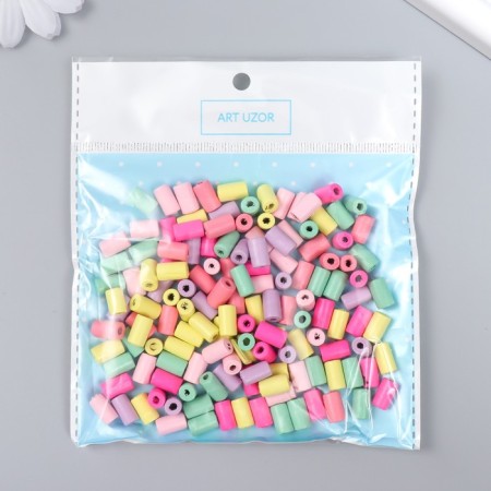 Beads for creativity wood "pastel tones. Cylinders" set of 20 g 0.9x0.7 cm-2