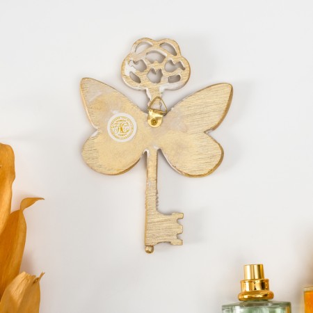 Panel interior polystone "Key with a butterfly" gold with a white patina 10.5x0.7x15 cm-3