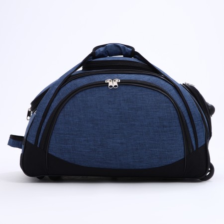 Road bag on wheels, 3 outer pockets, black/blue color-1