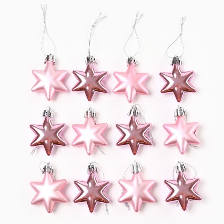 Christmas tree toy New Year's "stars", for the New Year, color pink mix-5