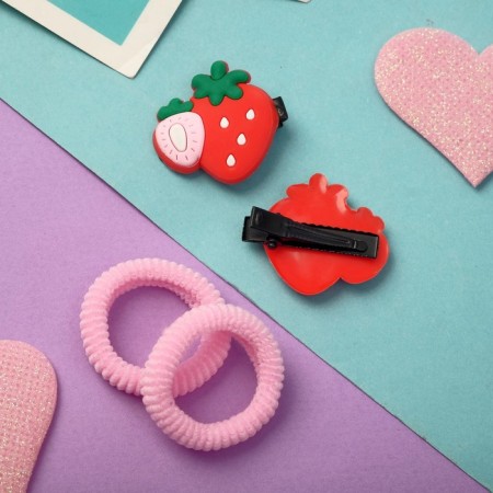 Hair set "Ariadne" (2 elastic bands, 2 clamps) strawberry-2
