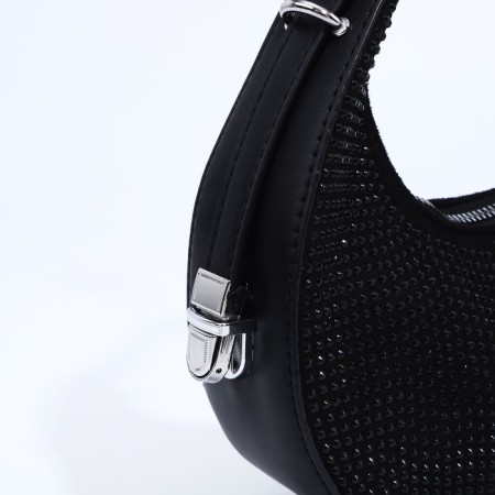 Bag-baget with zipper, black/black rhinestones-4