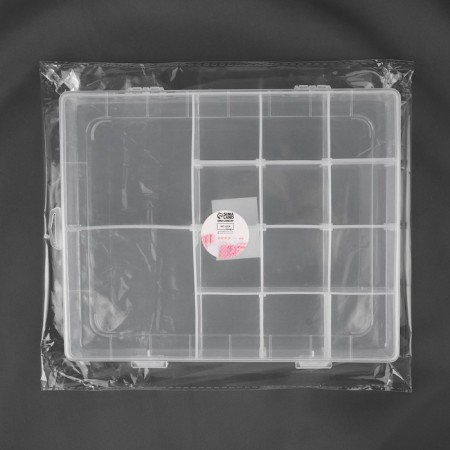 Organizer for needlework, with removable cells, 14 departments, 21 × 17 × 4 cm, transparent color-4