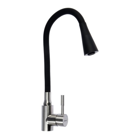 Accoona A9890F-3 kitchen mixer, single-leaf, flexible spout, 2 modes, black