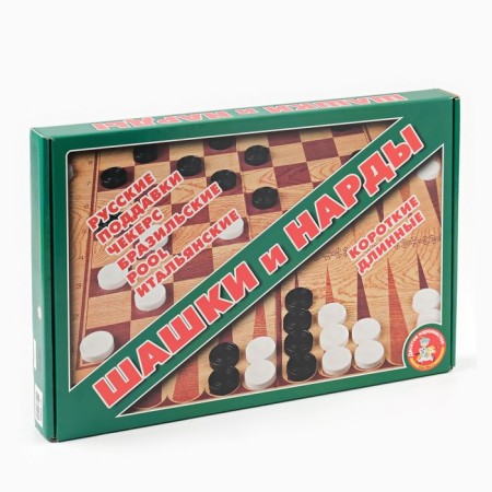 Board game 2 in 1 "backgammon/checkers", large, chips - plastic-4