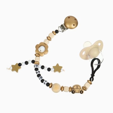 Holder for the nipple - dummies of "stars", wooden, gold color-7