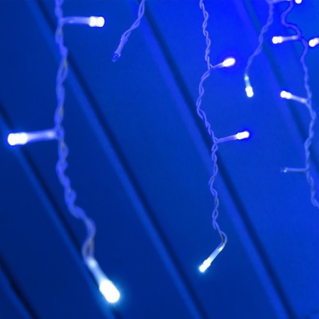 Garland "fringe" 3 × 0.6 m, IP44, UMS, white thread, 160 LED, glow blue, white flicker, 220 V-2