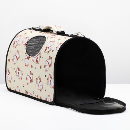 Bag - carrying for animals "cats", size m, 40 x 21 x 27 cm, beige-3