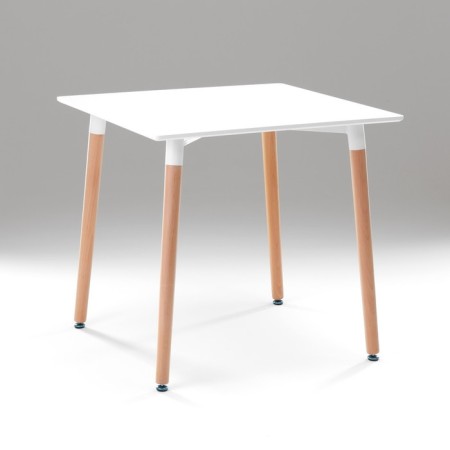 Table on wooden legs Hy-T03, white, size 80x80x74 cm