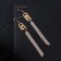 Hanging earrings with rhinestones "evening" thread and ring, white color in gold, 10 cm