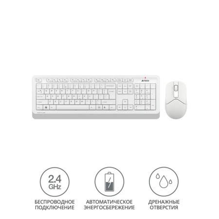 Keyboard + Mouse A4Tech FSTYLER FG1012 CLAV: White Mouse: White USB wireless Multimedia (102943-1