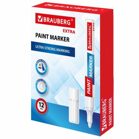 Marker-color (lacquer) 4.0 Brauberg Extra, reinforced by Nitro-base, alum, white 151978-12