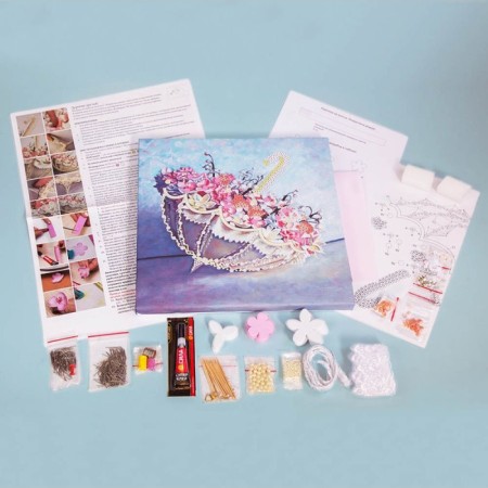 Mosaic from sequins on the canvas "Romance of rain"-2