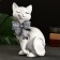 Figure "Cat with a bow sits" White, 23x15cm
