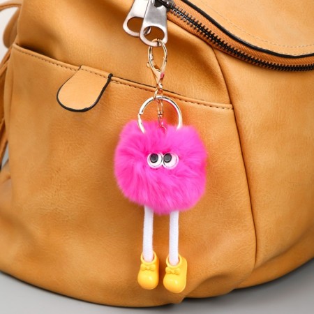 Fluffy on a ring with a carbine "A weirdo with long legs in the boots" bright pink