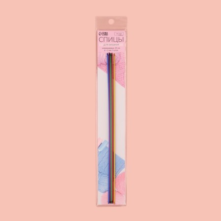 Knitting knitting needles, hindeer, aluminum, d = 2 mm, 25 cm, 5 pcs, color mix-3