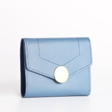 Women's wallet on the button, blue color