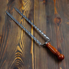 Double fork-Shampur with a wooden handle, with a pattern, 40cm