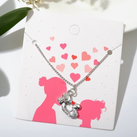 Pendant "Mom" kiss, red-white color in silver, 45 cm-1