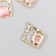 Decor for creativity metal, rhinestones "rhombus with pink agate" 2.6x2.4 cm