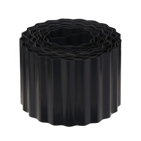 Border tape, 0.1 × 9 m, thickness 0.6 mm, plastic, corrugation, black, Greengo-7