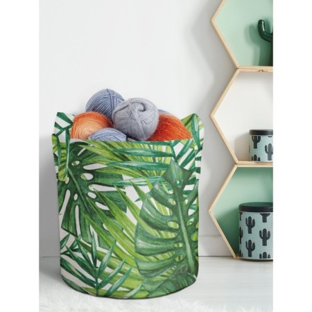 Textile bag "Tropical leaves", for storing things and toys, size 33x37 cm, 26.5 liters