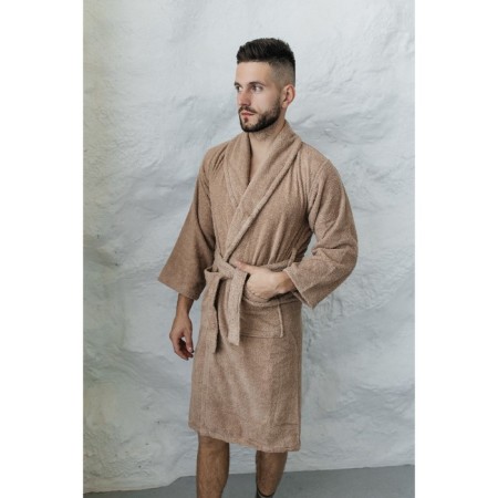 Tainted male bathrobe, size 46, cappuccino color