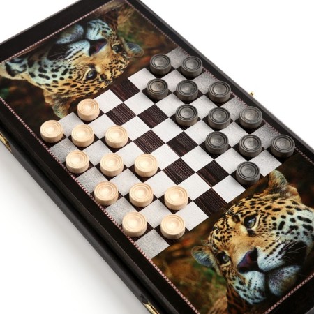 Narts "Leopard", wooden board 40 x 40 cm, with a field for playing checkers-2