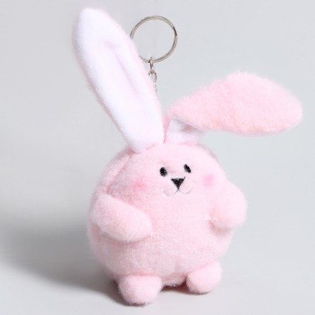 Soft toy "Bunny" on a key fob, 8 cm, pink color-1