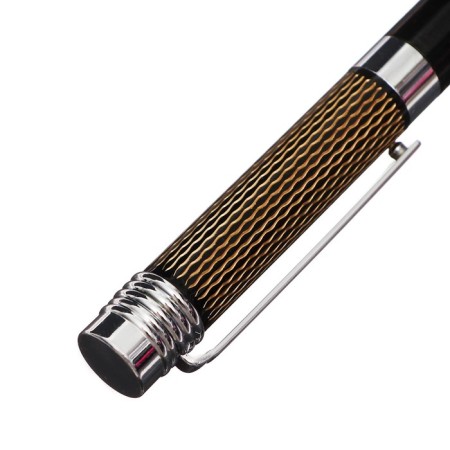 Gift handle, ballpoint, in the leatherette case, rotary, VIP case, black with silver inserts-3