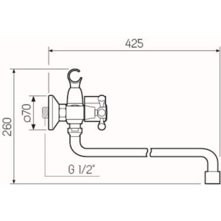Bath mixer RMS SL71-140, two-wound, long spout, shower watering can and hose, chrome-3