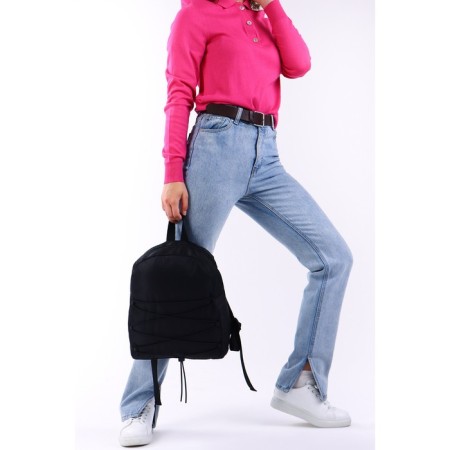 School backpack textile with lacing, black color-9