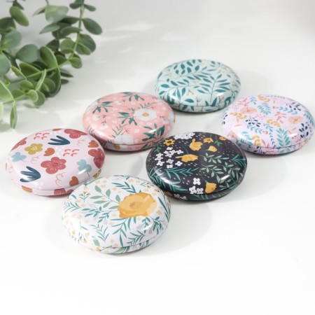 Casket Metal Round "Flowers and Leaves" Packing 12 pcs 1.8x7x7 cm-1